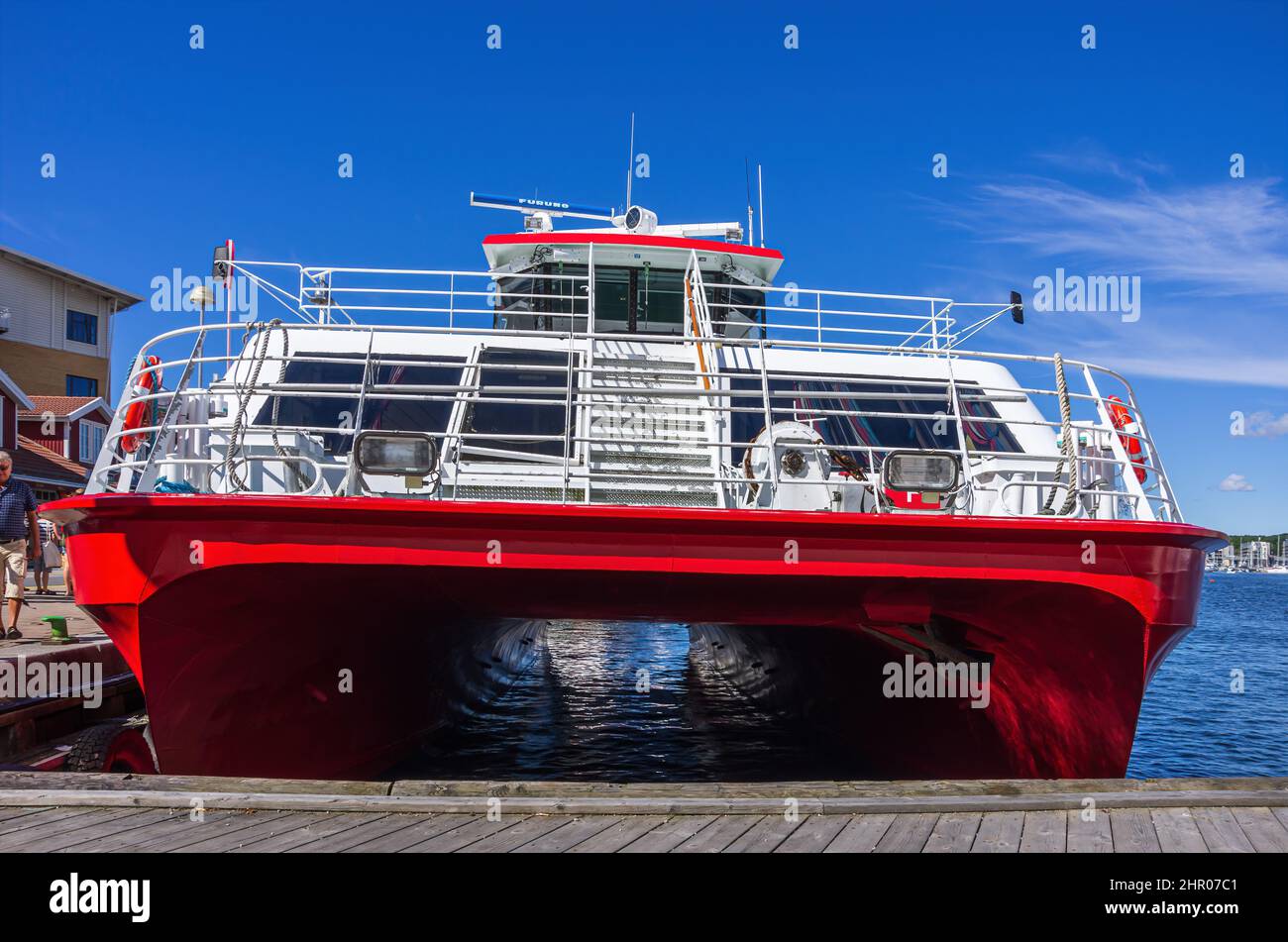 Strömstad, Bohuslän, Västra Götalands län, Sweden: Docked passenger ferry at the terminal, August 11, 2016. Stock Photo