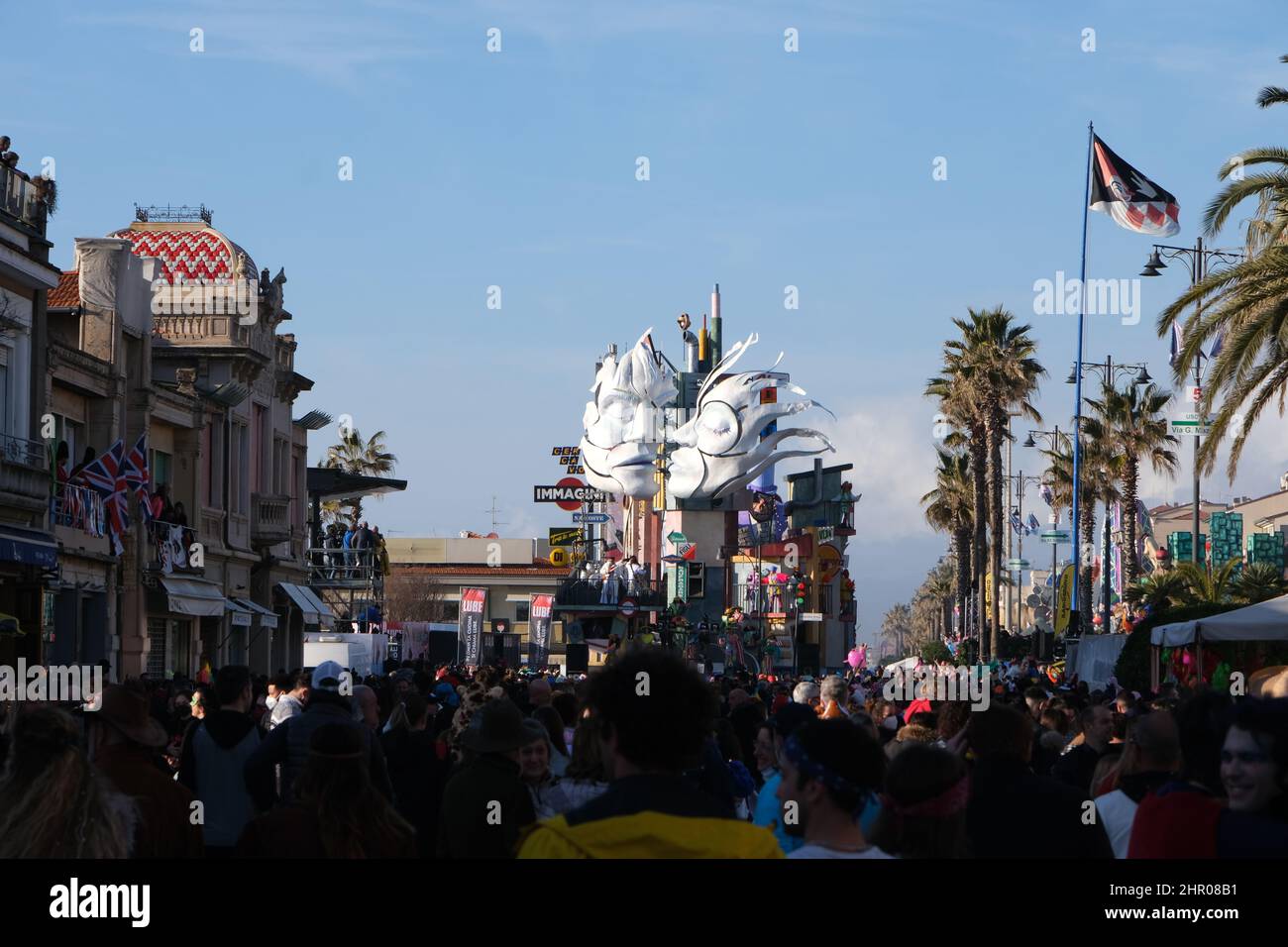 Photos of the parade floats for the carnival of viareggio, in the north
