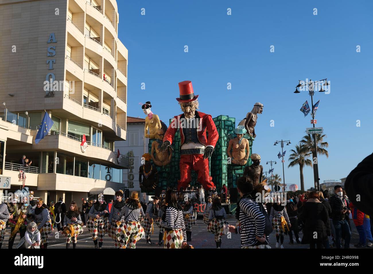 Photos of the parade floats for the carnival of viareggio, in the north