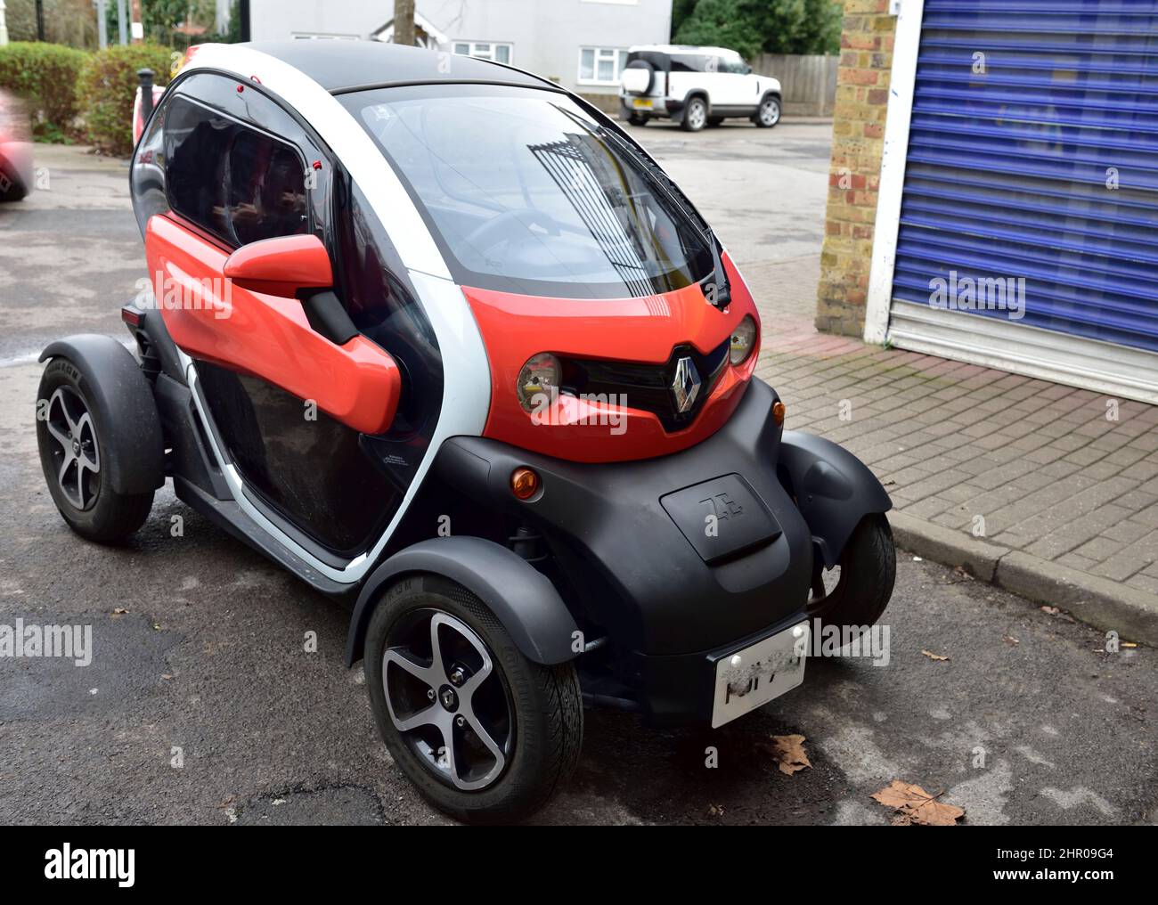 Renault Twizy electric city car parked in shopping area of Hook, Hampshire, UK Stock Photo