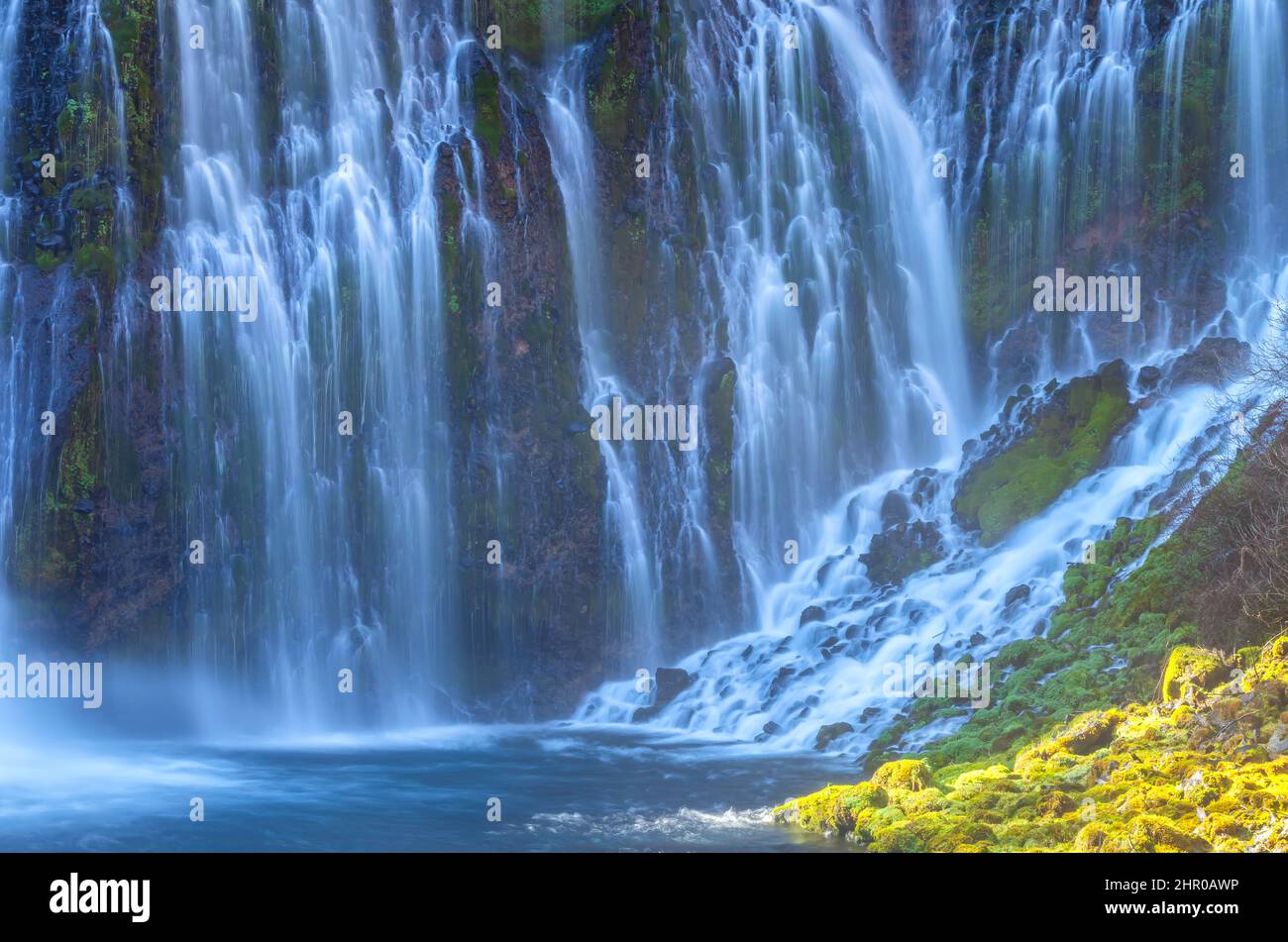 Burney Falls, McArthur-Burney Falls Memorial State Park, California, USA, at close up. Stock Photo