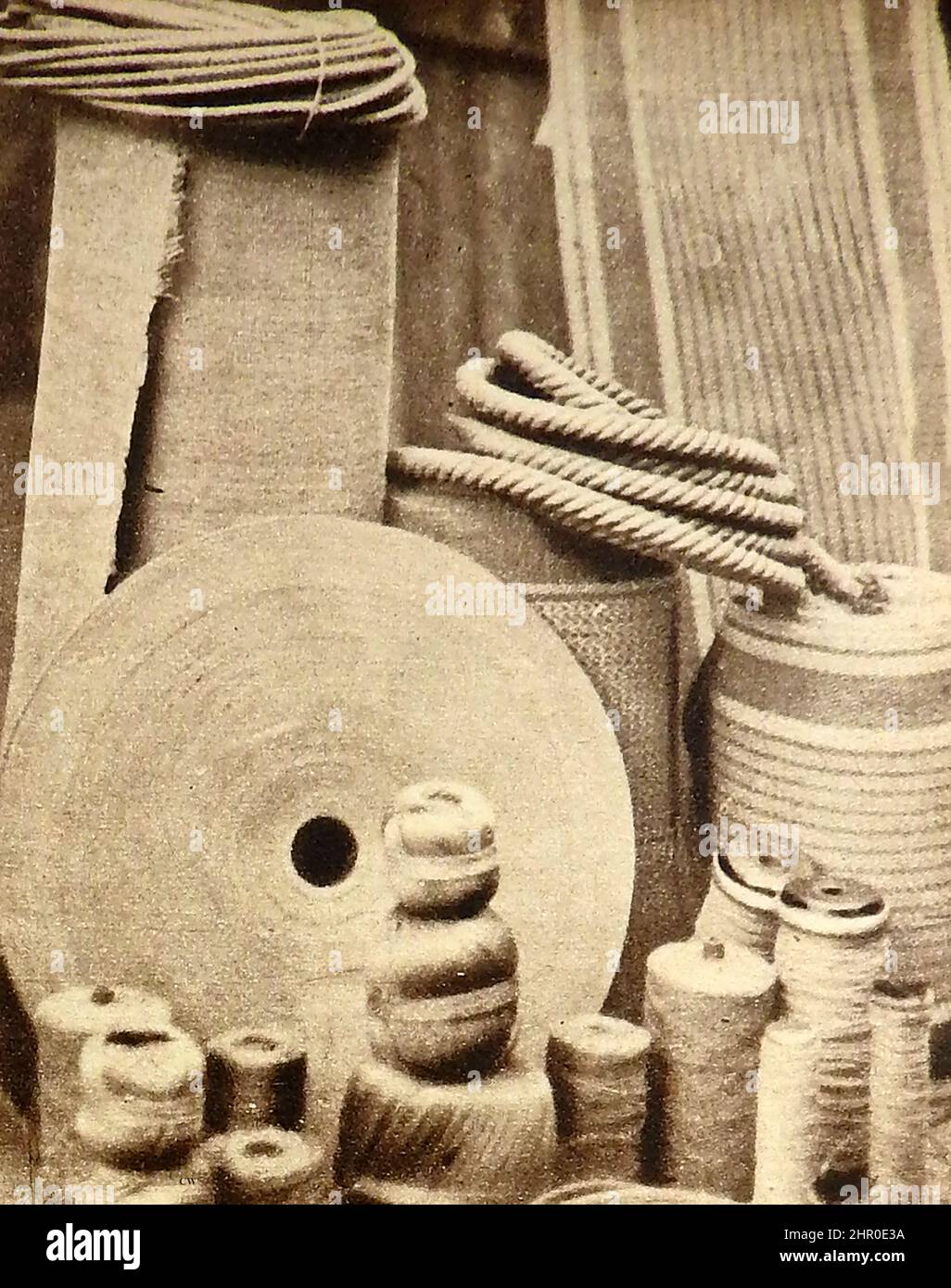 WWI - Carpets, rope, string and canvas made from paper because of material shortages in Britain Stock Photo