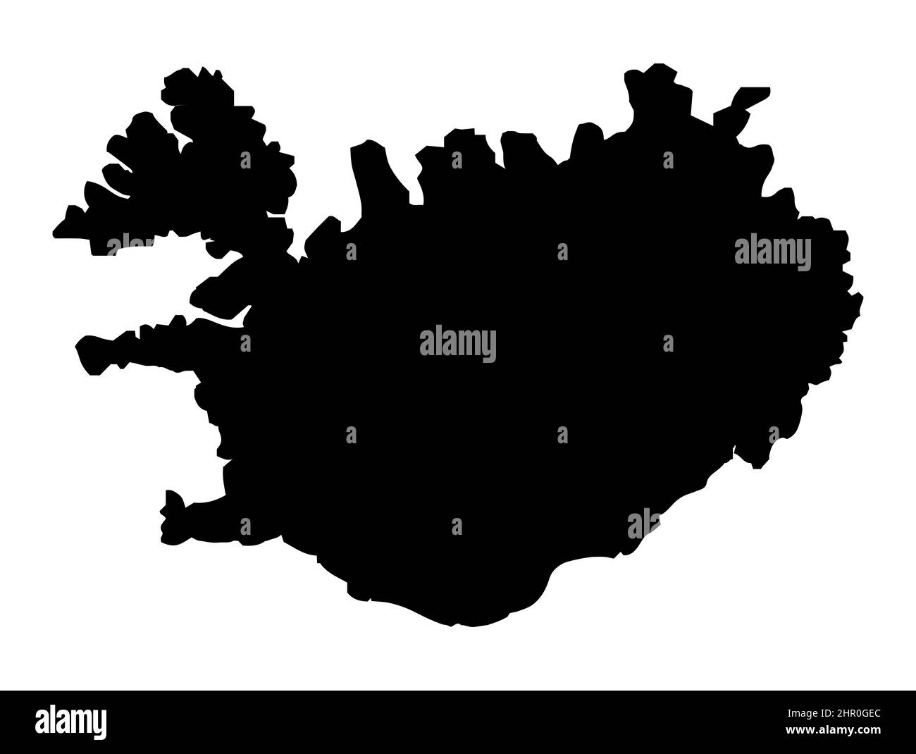 Outline silhouette map of Iceland over a white background Stock Photo