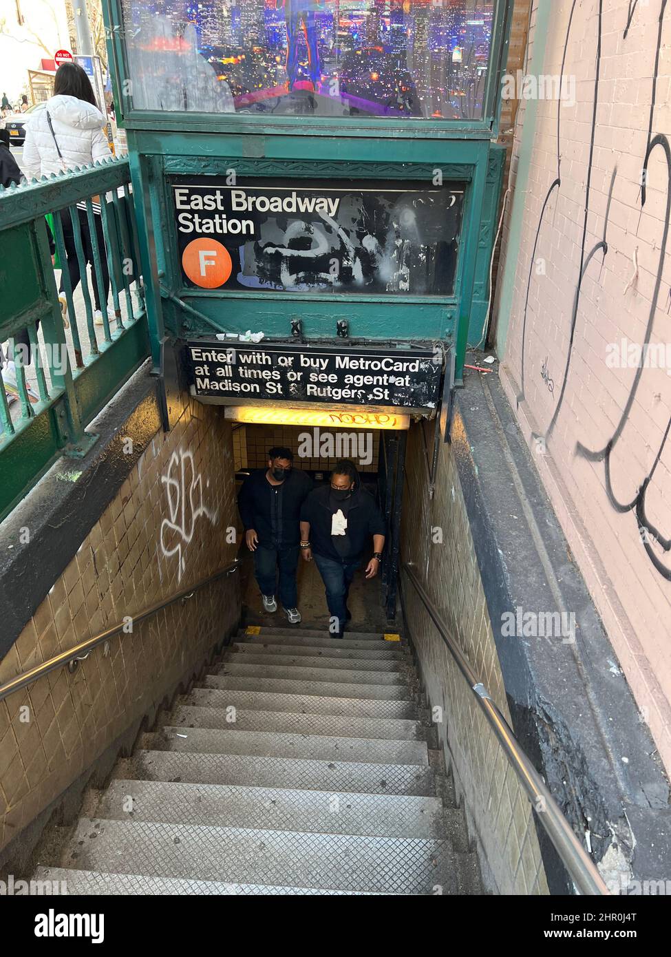 East Broadway exit on the F train marking the east end of Chinatown in