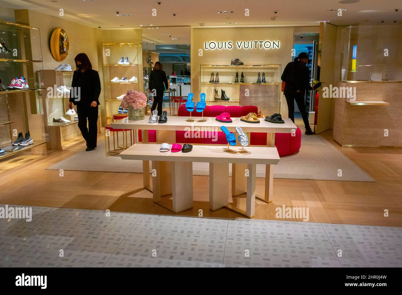 Louis Vuitton mens luxury designer label footwear on display at a boutique  in Singapore Stock Photo - Alamy