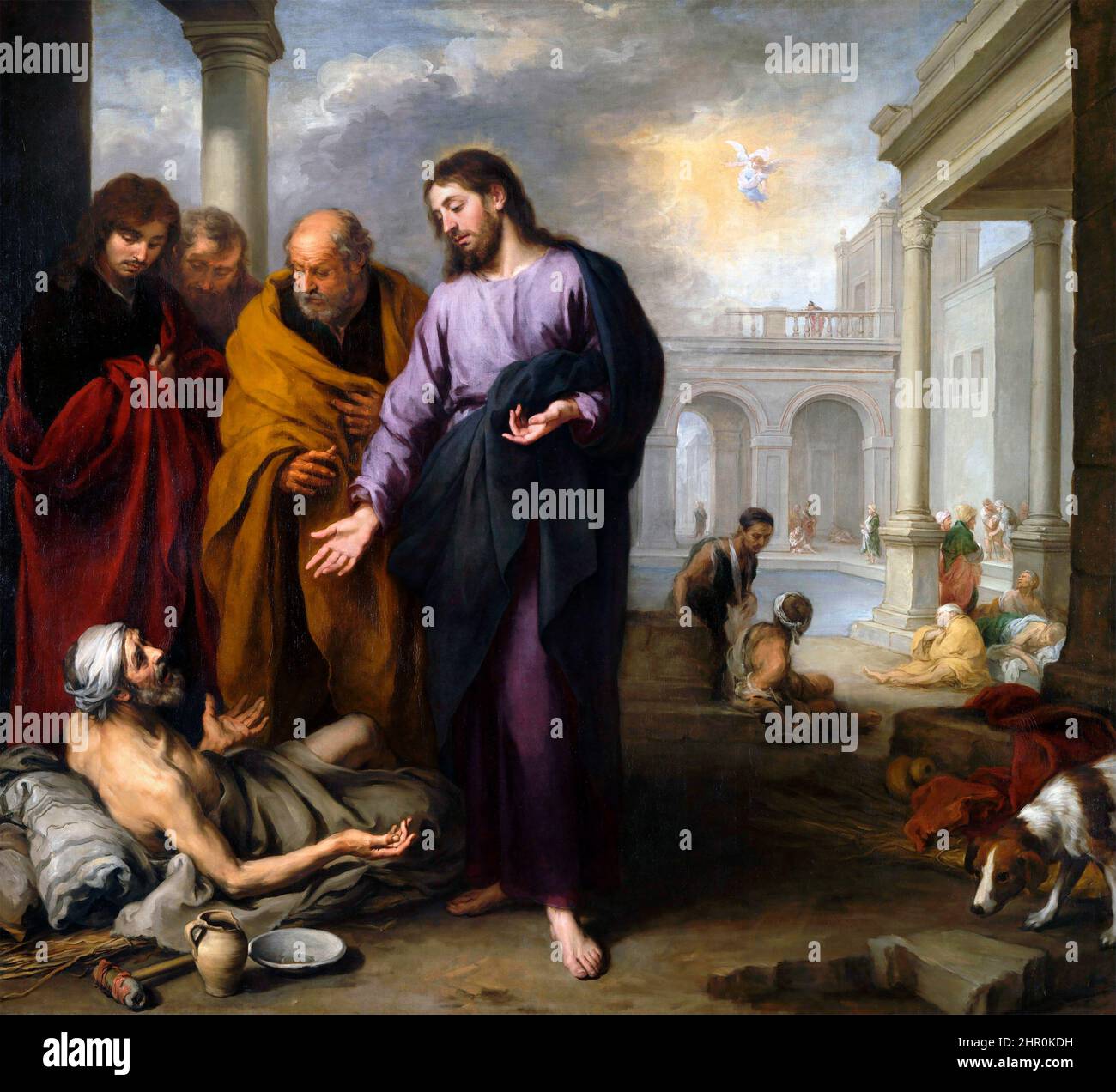 Murillo. Christ healing the Paralytic at the Pool of Bethesda by the Spanish artist, Bartolomé Estebán Murillo (1617-1682), oil on canvas, 1667-70 Stock Photo