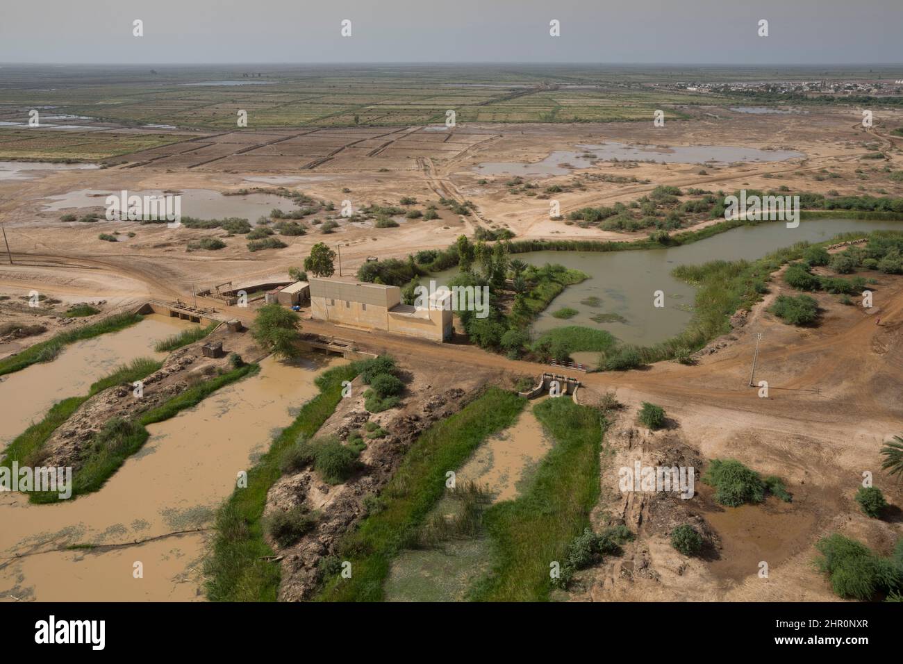 Irrigation infrastructure in the Senegal River Delta Stock Photo