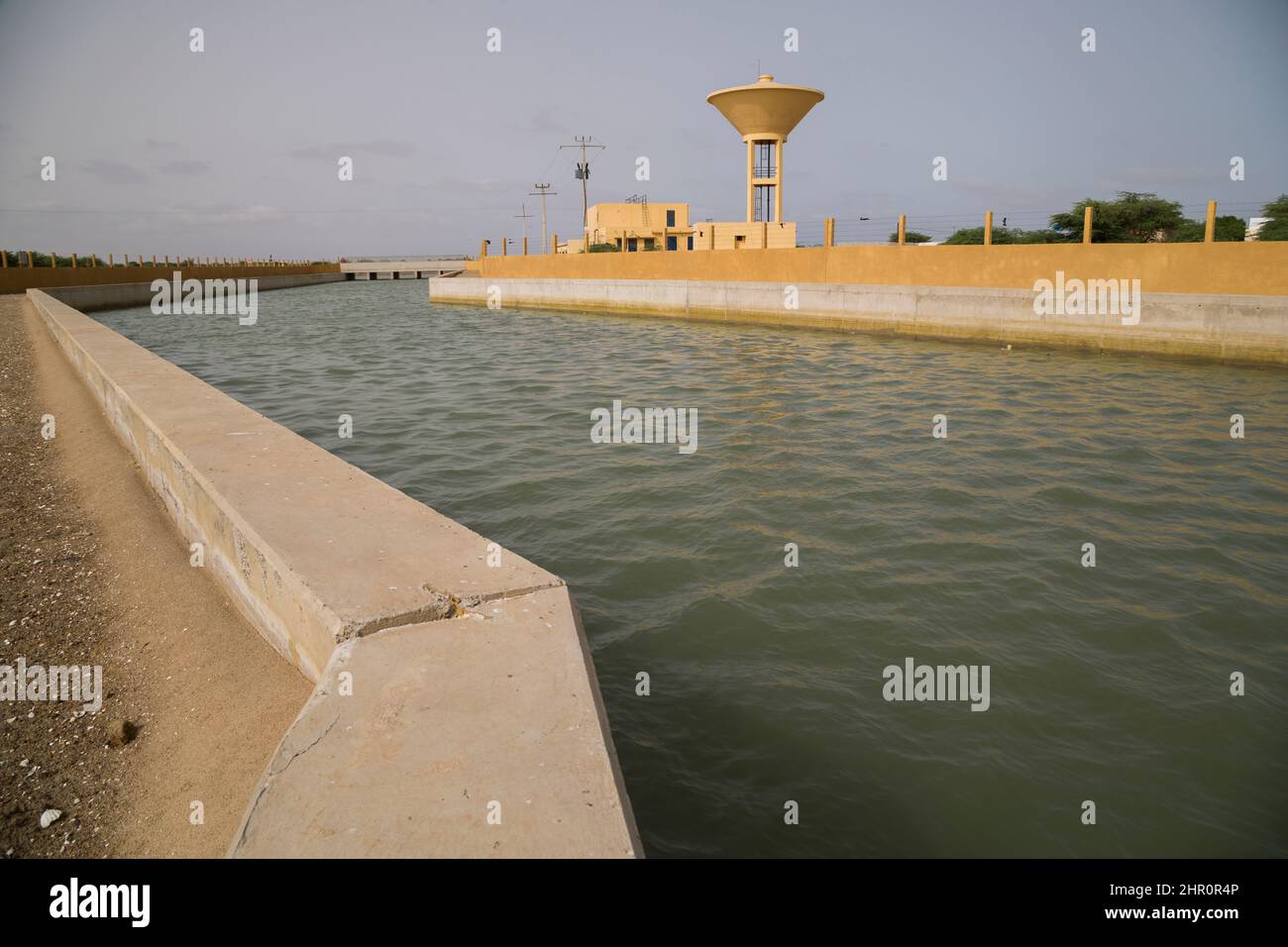 The Diama station is part of new irrigation infrastructure built in the Senegal River Delta by MCC to help farmers irrigate their farmland. Stock Photo