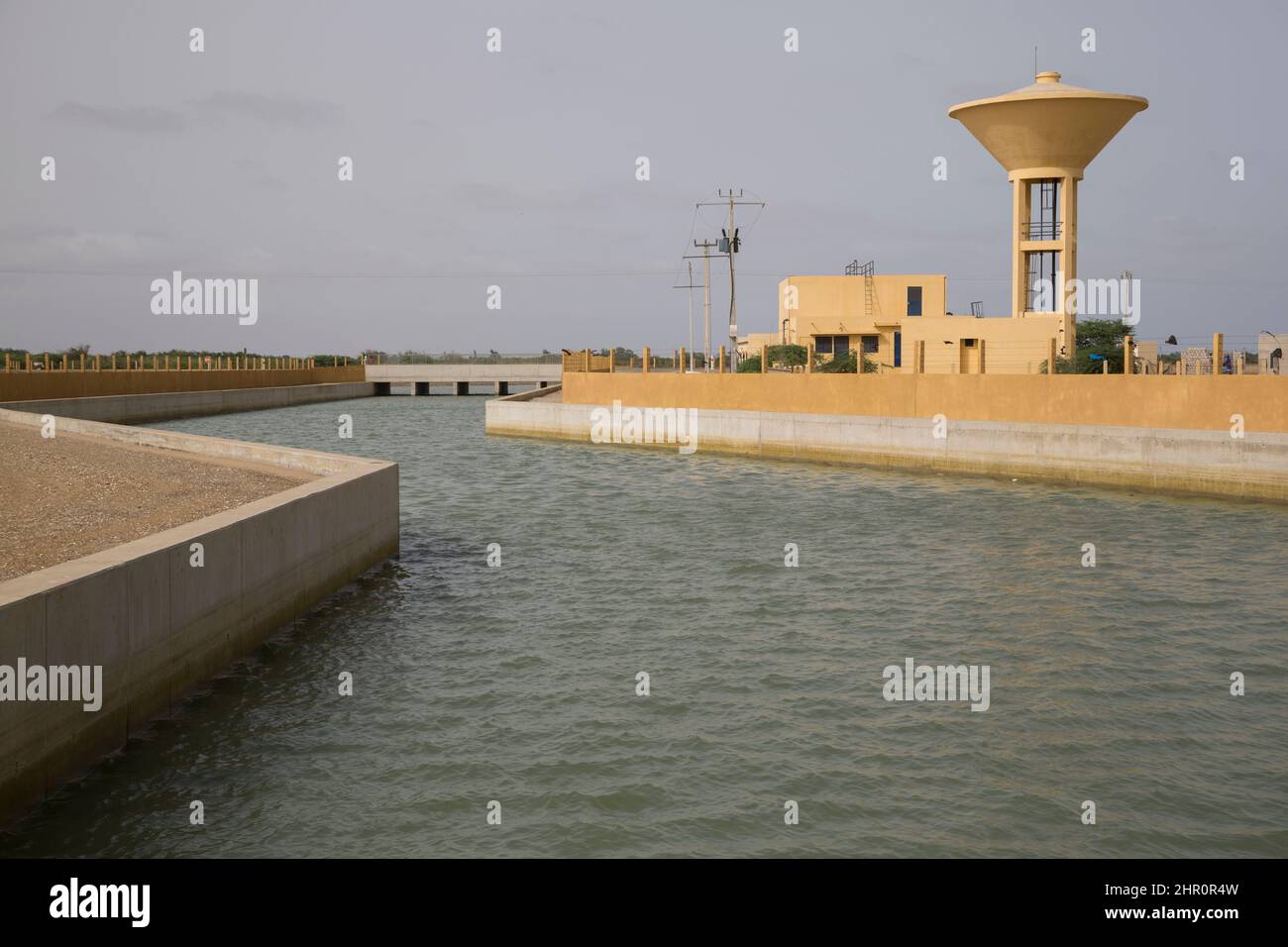 The Diama station is part of new irrigation infrastructure built in the Senegal River Delta by MCC to help farmers irrigate their farmland. Stock Photo