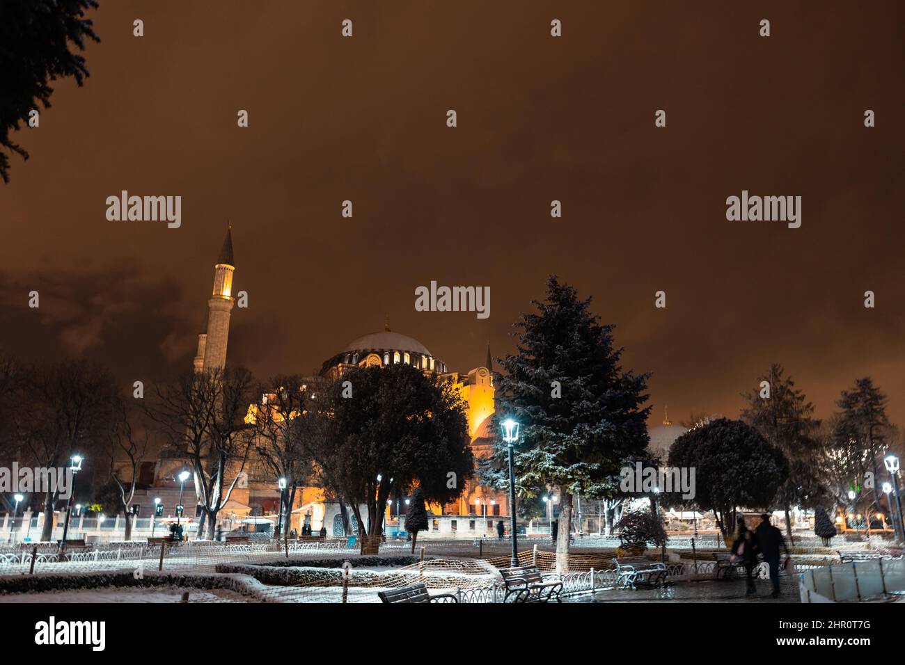 Hagia Sophia in Winter. Ayasofya or Hagia Sophia at night Stock Photo ...