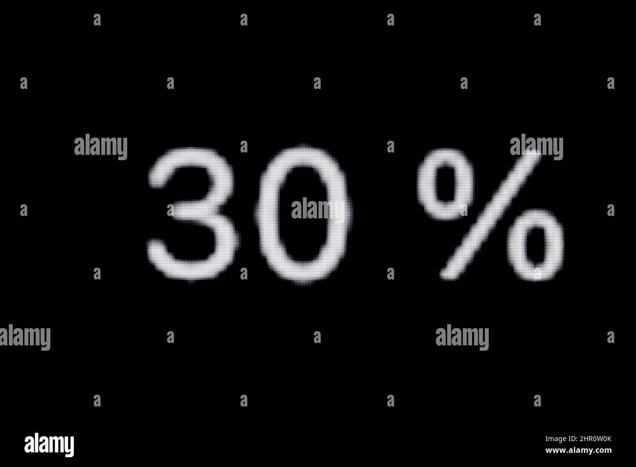 White pixel number thirty - 30 percent on black background Stock Photo ...