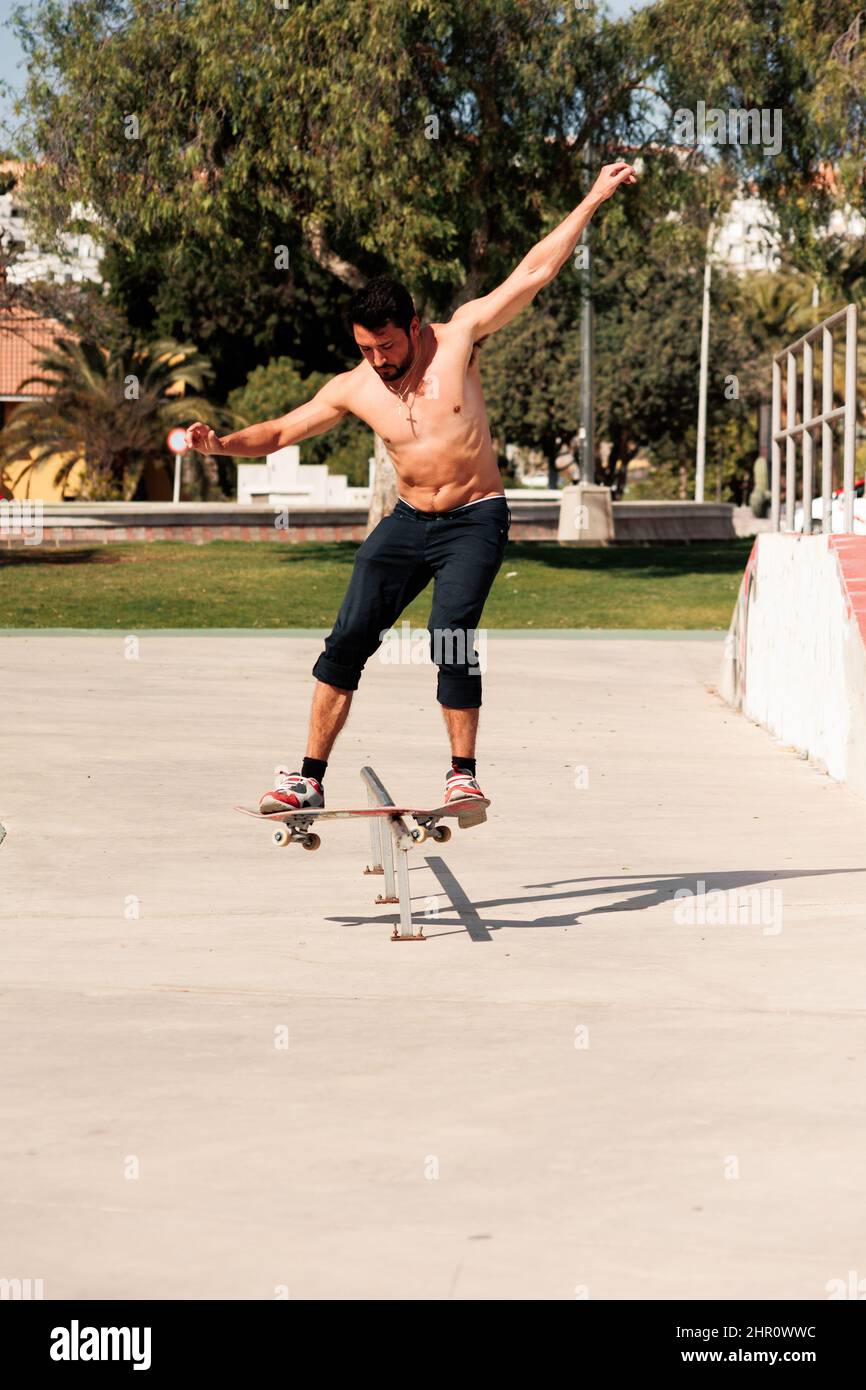 Skateboarder rail hi-res stock photography and images - Alamy