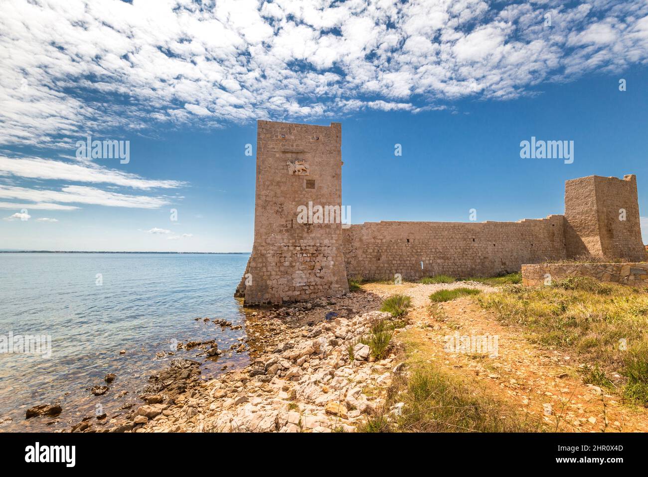 Kastelina castle, fortress ruins on Vir island, Croatia, Europe. Stock Photo