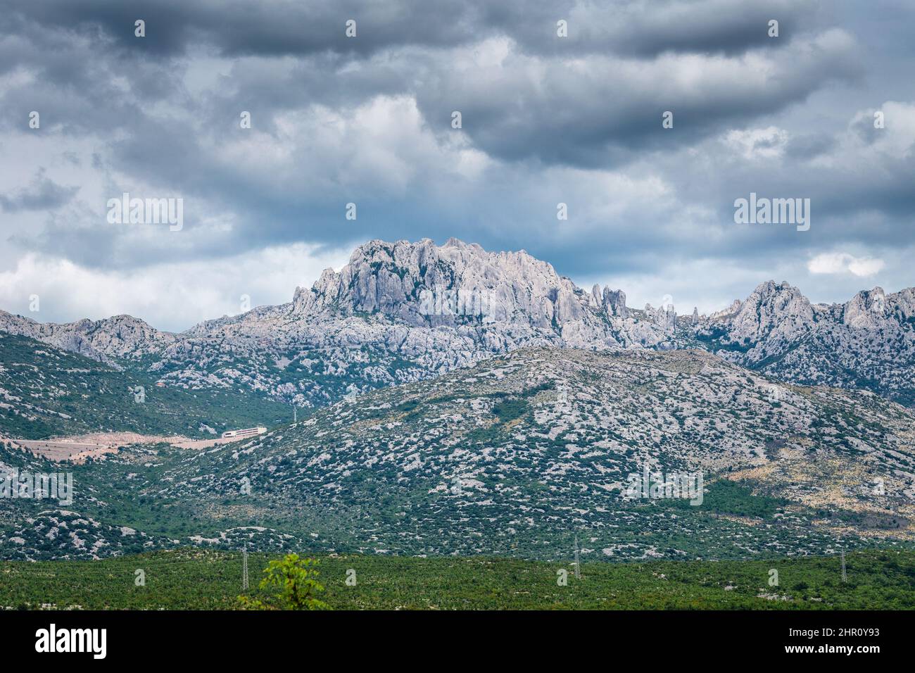 Tulove Grede (Tule beams), rocky limestone massif located in the Velebit Nature Park in Croatia, Europe. Stock Photo