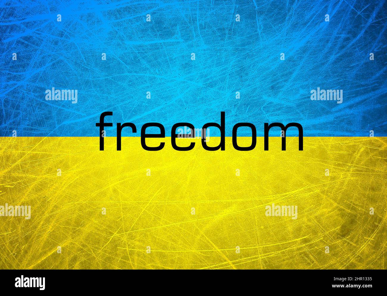 A grunge flag of Ukraine. Blue and yellow horizontal lines. Freedom