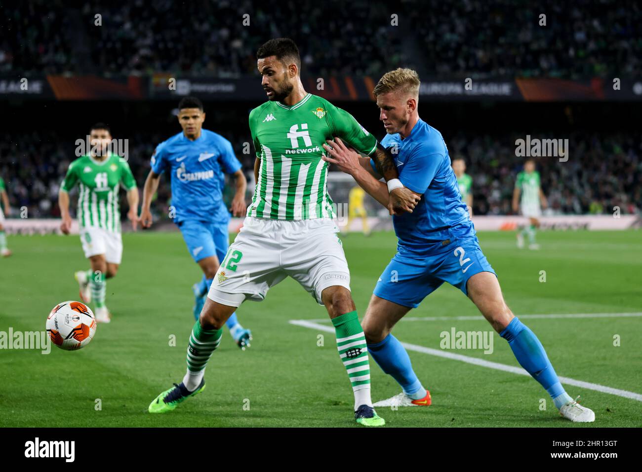 SEVILLA, SPAIN - FEBRUARY 24: Willian Jose of Real Betis in duel with Dmitri Chistyakov of FC Zenit during the UEFA Europa League Knockout Round Play-Offs match between Real Betis and FK Zenit Sint-Petersburg at Estadio Benito Villamarin on February 24, 2022 in Sevilla, Spain (Photo by DAX Images/Orange Pictures)SEVILLA, SPAIN - FEBRUARY 24: Willian Jose of Real Betis in duel with Dmitri Chistyakov of FC Zenit during the UEFA Europa League Knockout Round Play-Offs match between Real Betis and FK Zenit Sint-Petersburg at Estadio Benito Villamarin on February 24, 2022 in Sevilla, Spain (Photo by Stock Photo