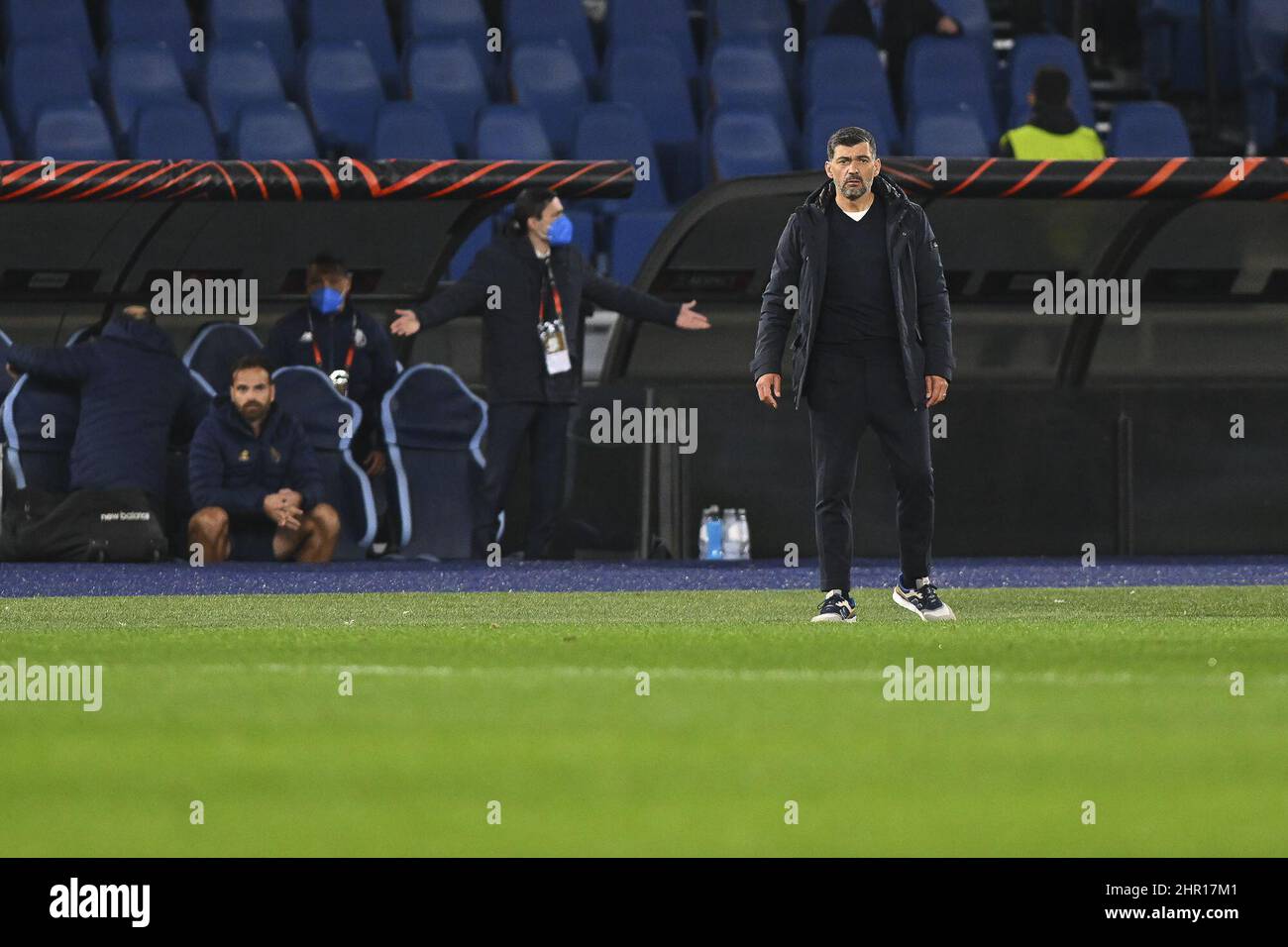 Rome, Italy. 24th Feb, 2022. Sergio ConceicÃ£o of F.C. Porto during the Knockout Round Play-Offs Leg Two - UEFA Europa League between SS Lazio and FC Porto at Stadio Olimpico on 24th of February, 2022 in Rome, Italy. Credit: Independent Photo Agency/Alamy Live News Stock Photo