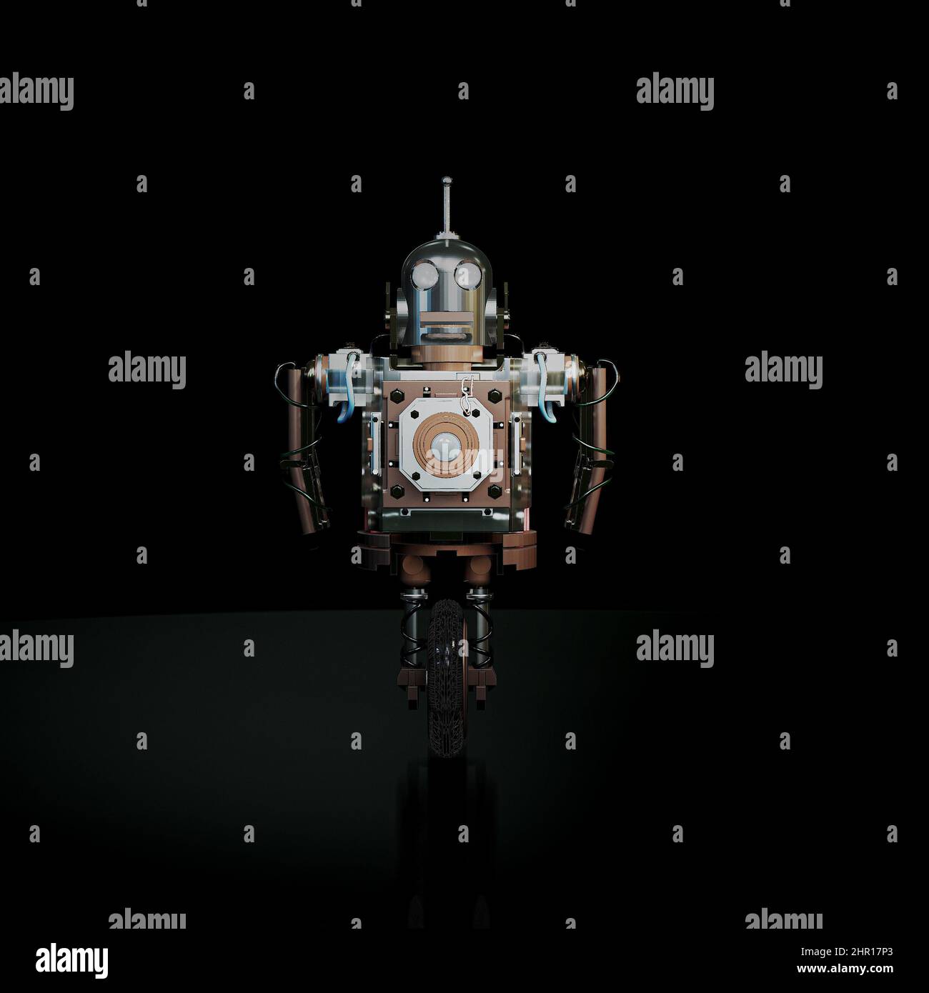 robot isolated on black background 3d illustration Stock Photo - Alamy