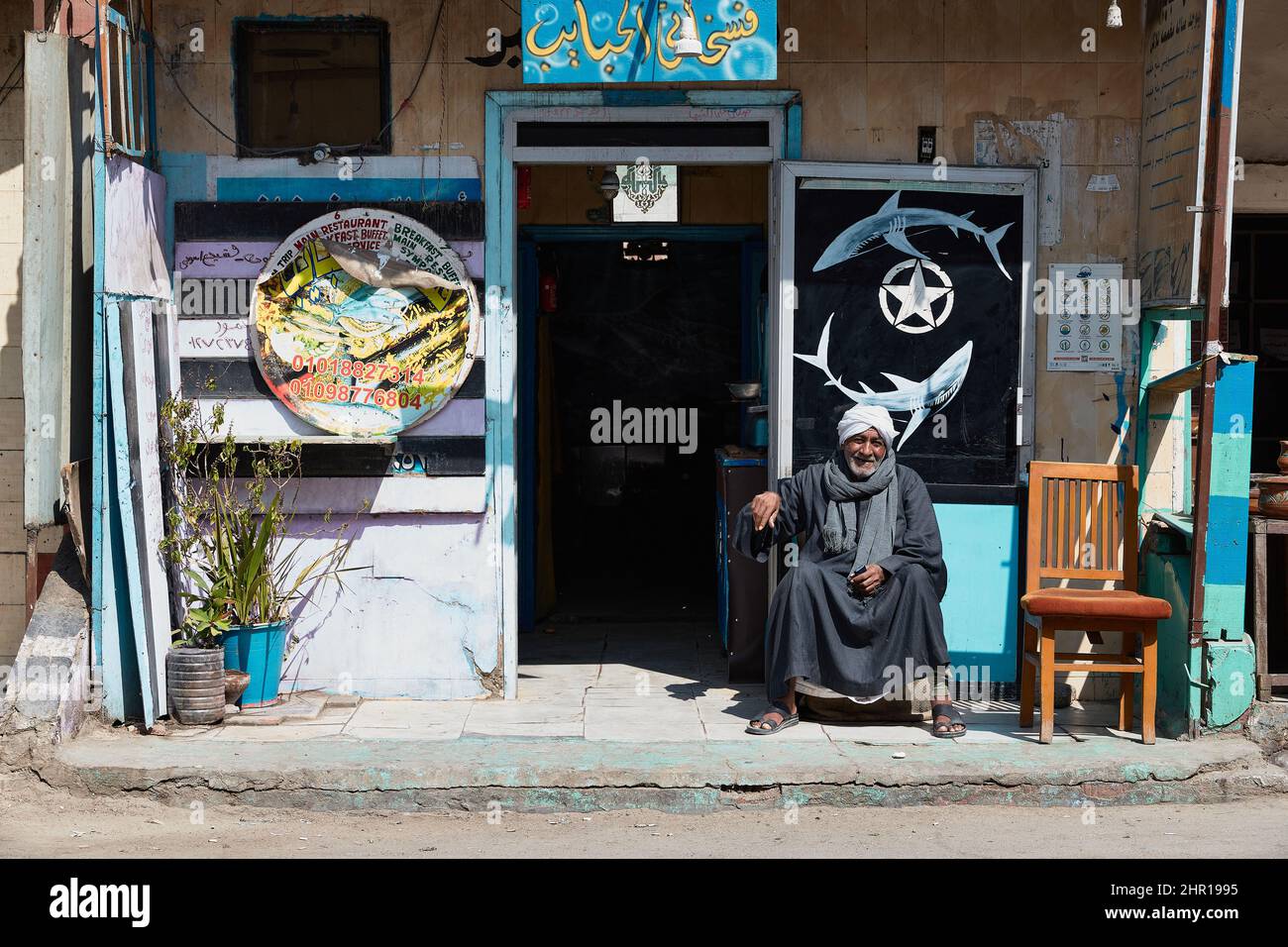 HURGHADA, EGYPT FEBRUARY 19, 2022 Local man in traditional clothes