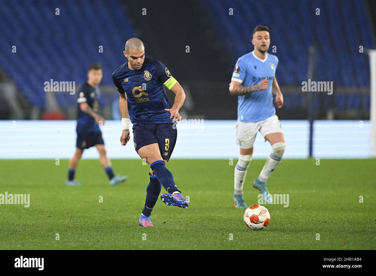 Pepe of F.C. Porto in action during the Knockout Round Play-Offs Leg Two - UEFA Europa League between SS Lazio and FC Porto at Stadio Olimpico on 24th of February, 2022 in Rome, Italy. Stock Photo