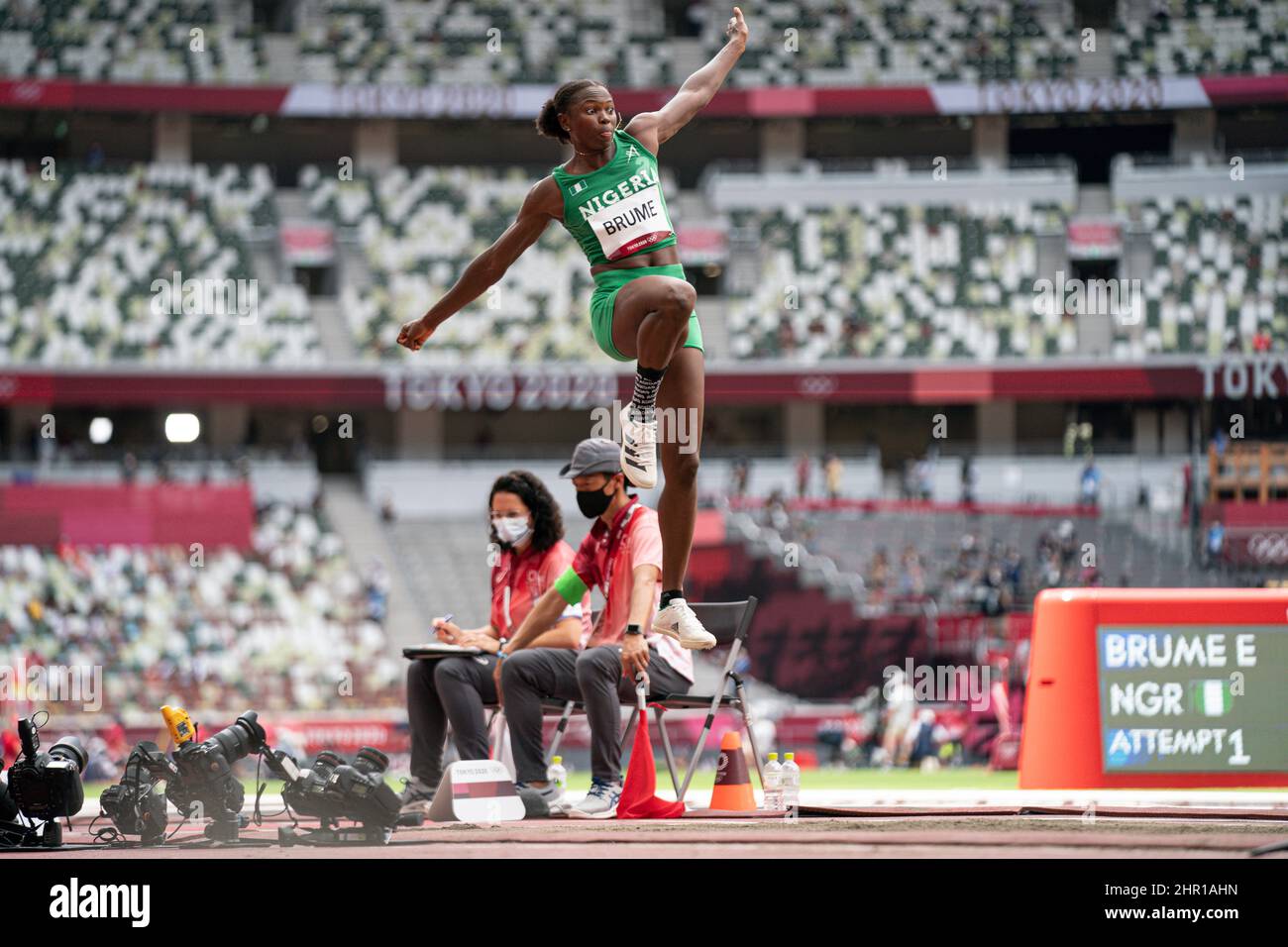 Ese Brume participating in the Tokyo 2020 Olympic Games in the long