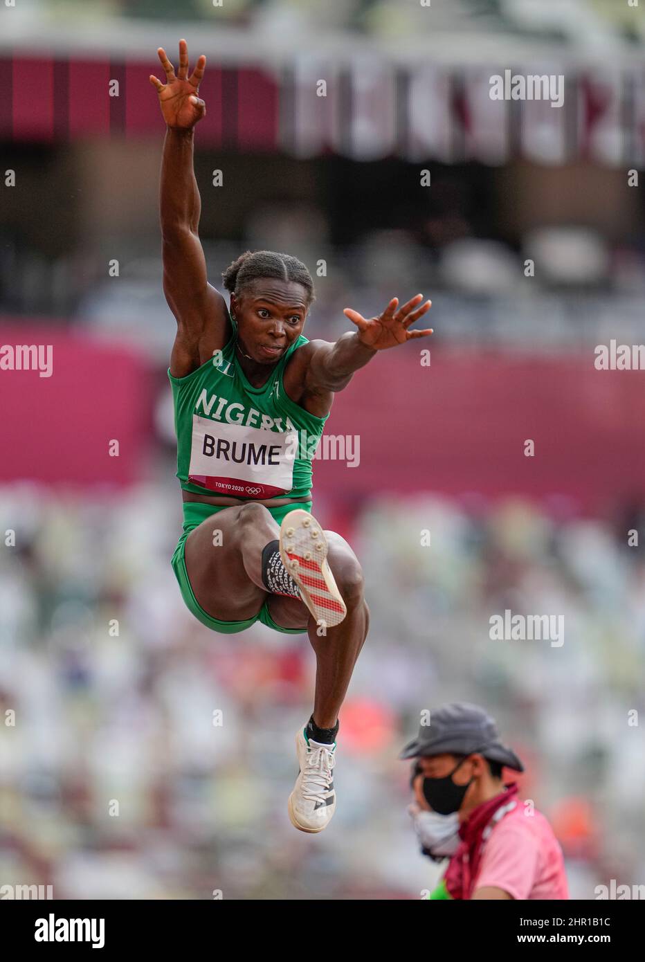 Ese Brume participating in the Tokyo 2020 Olympic Games in the long