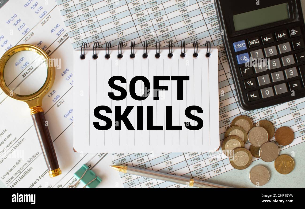 Soft skills text concept write on notebook Stock Photo