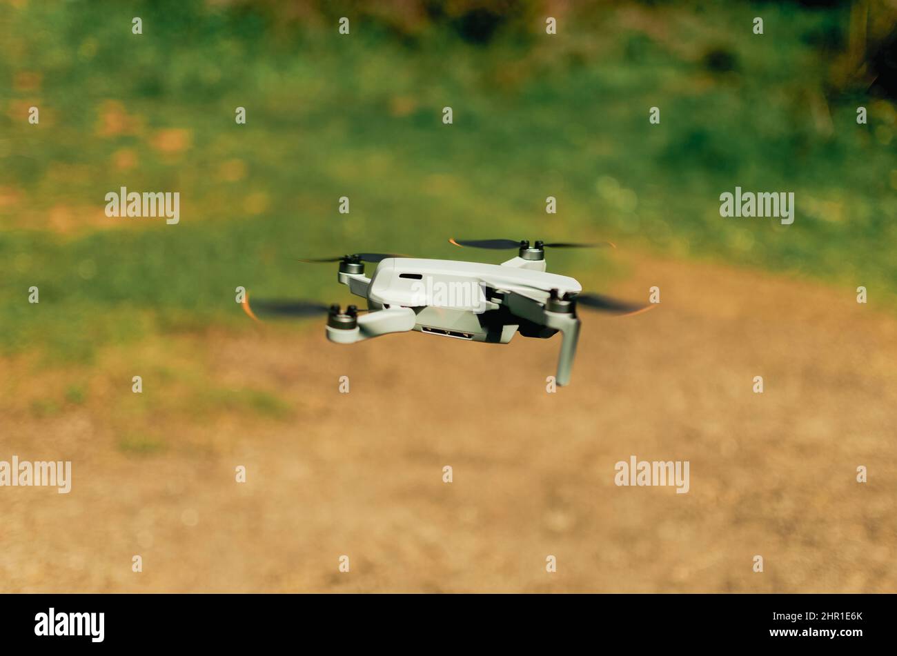 drone flying mountains with propellers in motion Stock Photo Alamy