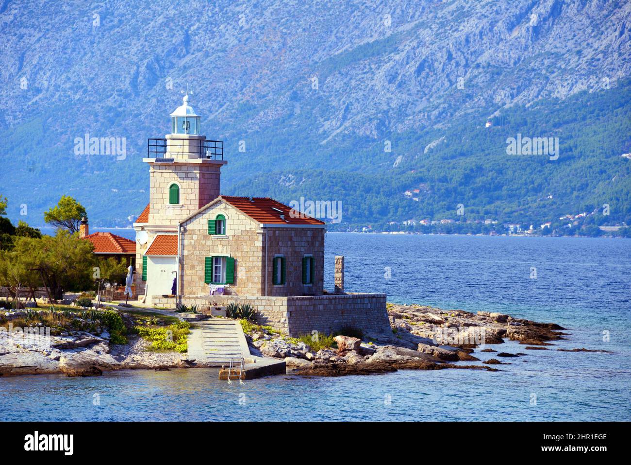 light house of Sucuraj in the east of island Hvar, Croatia, Dalmatien, Hvar Stock Photo