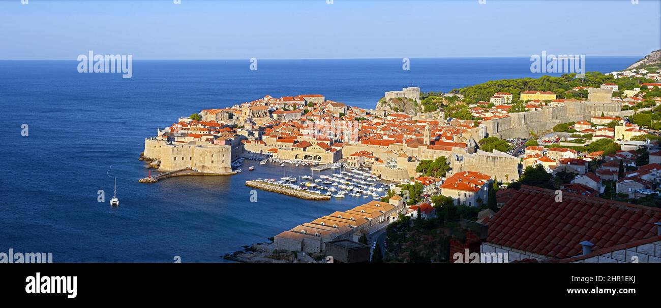 castle and the old town on the morning, Croatia, Dubrovnik Stock Photo