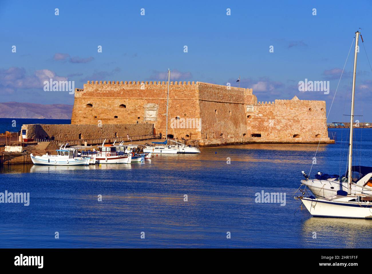 Koules Fortress at the entrance of the old port of Heraklion, Greece, Crete, Heraklion Stock Photo