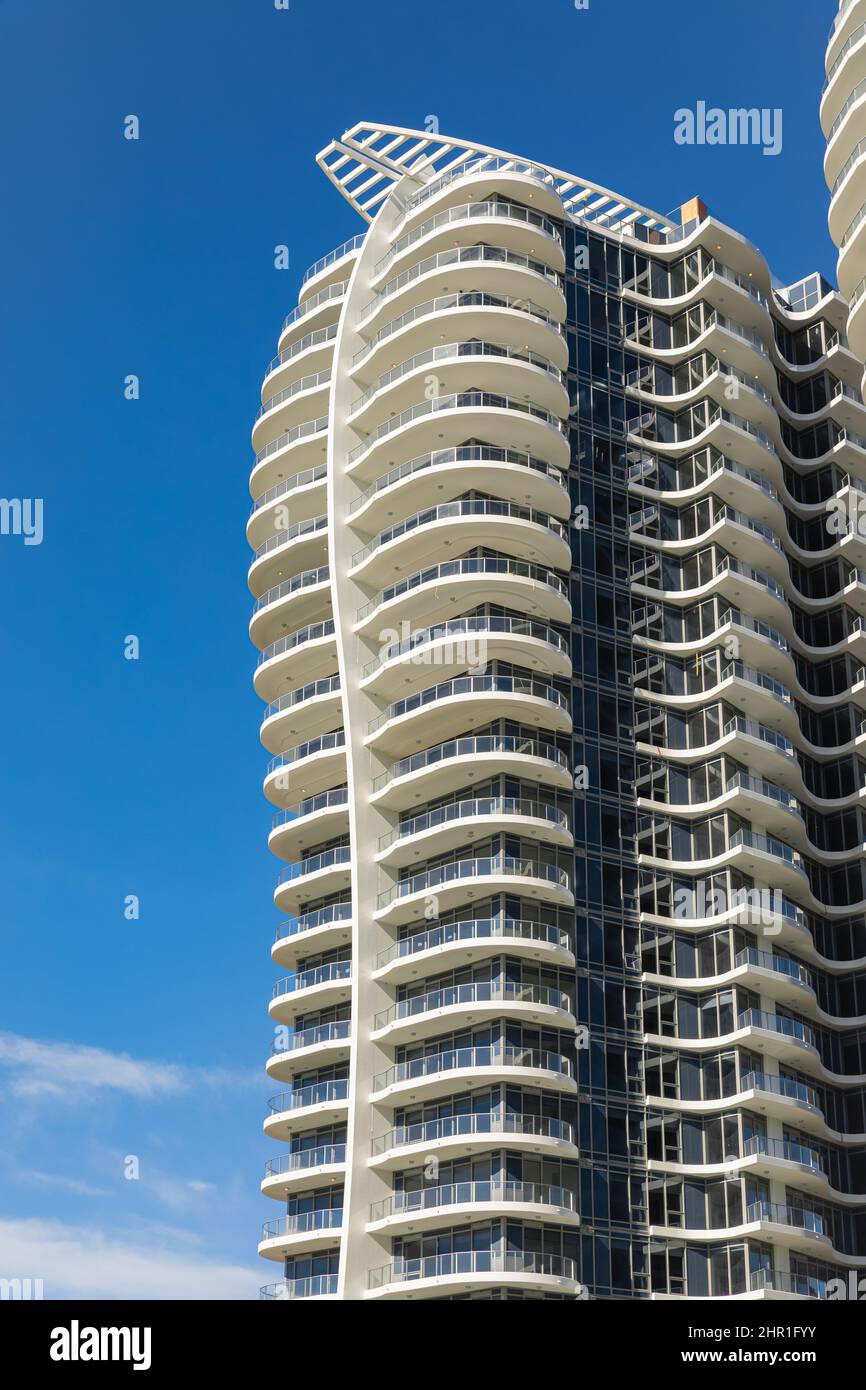 Facade detail of a modern high-rise apartment building. Abstract ...
