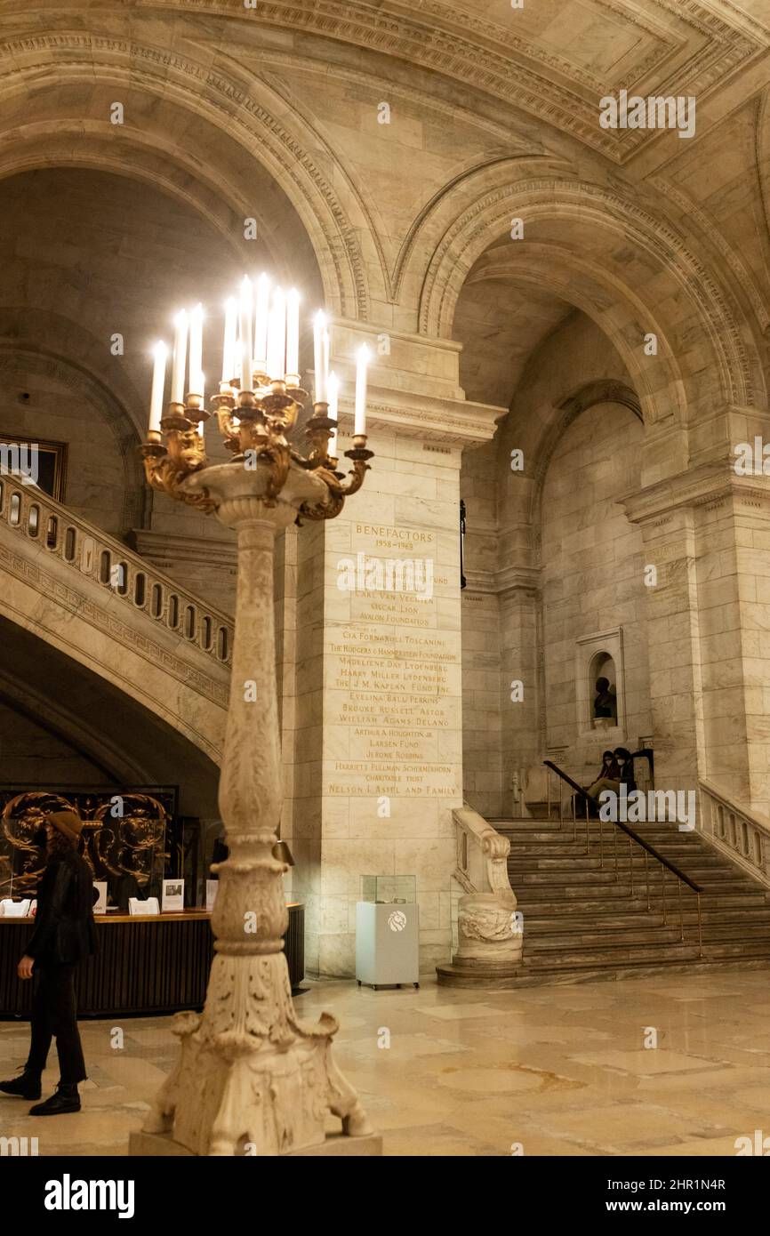 A staircase inside the flagship Stephen A. Schwarzman building of