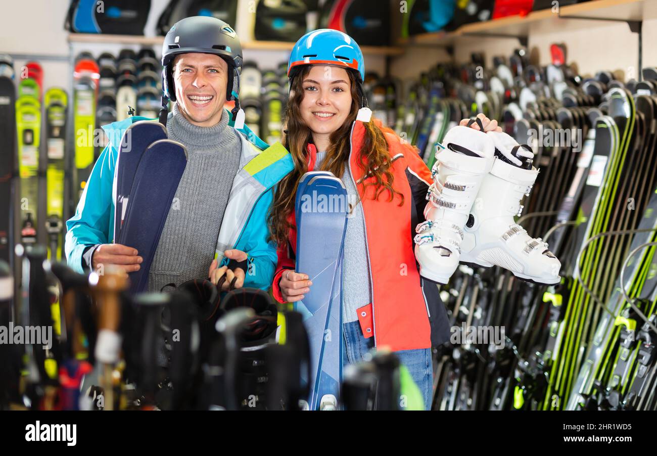 Woman man in protective helmets hi-res stock photography and images - Alamy