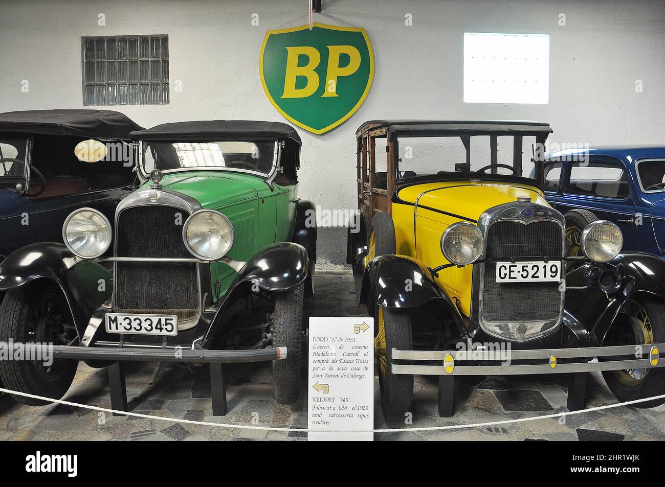 Car Whippet Six-1929 and Ford A-1931-Salvador Claret's Car and Motorcycle Collection in Sils, Barcelona, Catalonia, Spain Stock Photo