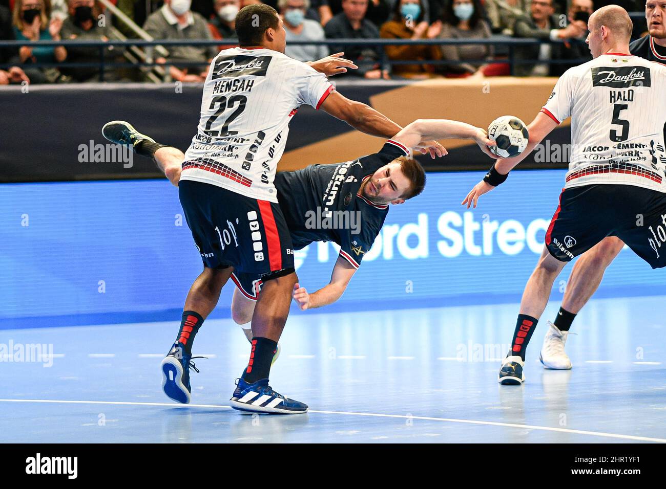 Luc Steins of PSG during the EHF Champions League, Group Phase handball  match between Paris Saint-Germain Handball and SG Flensburg-Handewitt on  February 24, 2022 at Pierre de Coubertin stadium in Paris, France