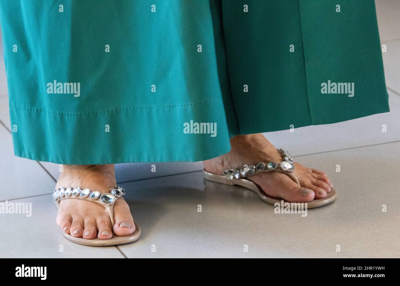 Cape Town, South Africa the feet of an elderly white woman isolated
