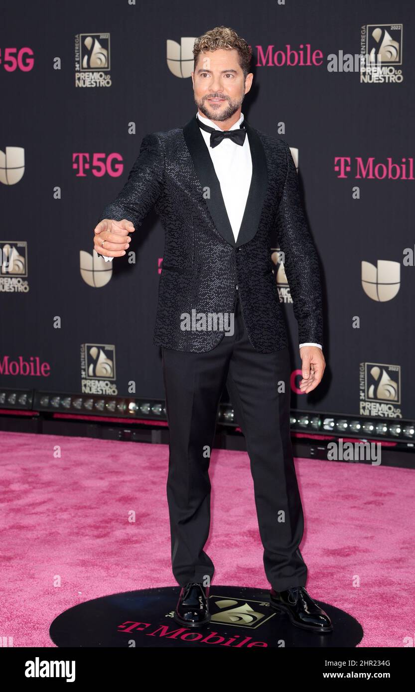 Miami, United States. 24th Feb, 2022. David Bisbal walks the red carpet at the 34 edition of Univision 2022 Premio Lo Nuestro award show at the FTX Arena in Miami, Florida, Thursday, February 24, 2022. Photo by Gary I Rothstein/UPI Credit: UPI/Alamy Live News Stock Photo