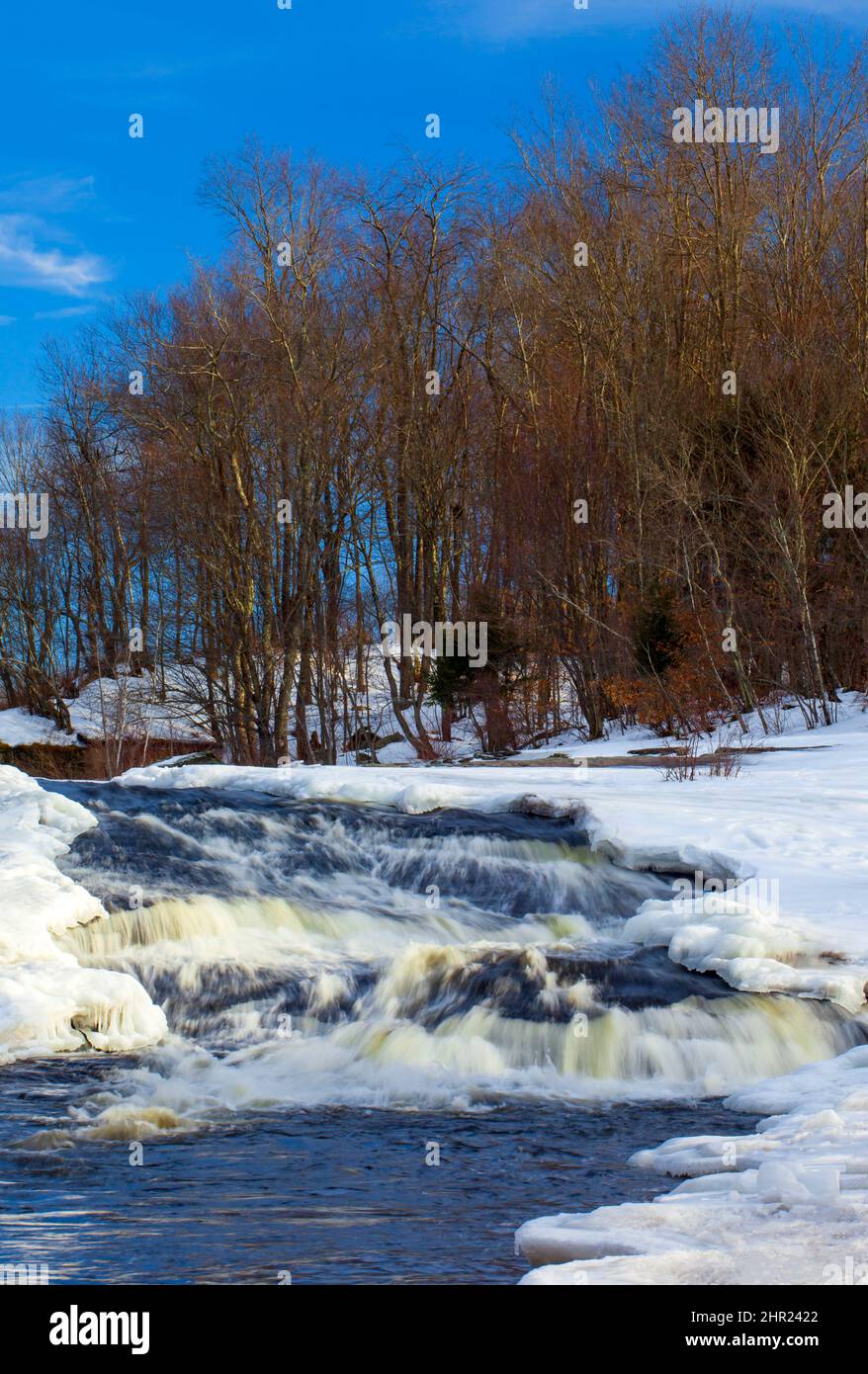 Warnertown is a series of low cascades along Tobyhanna Creek, a tributary of the Delaware River, in Pennsylvania's Pocono Mountains. Stock Photo