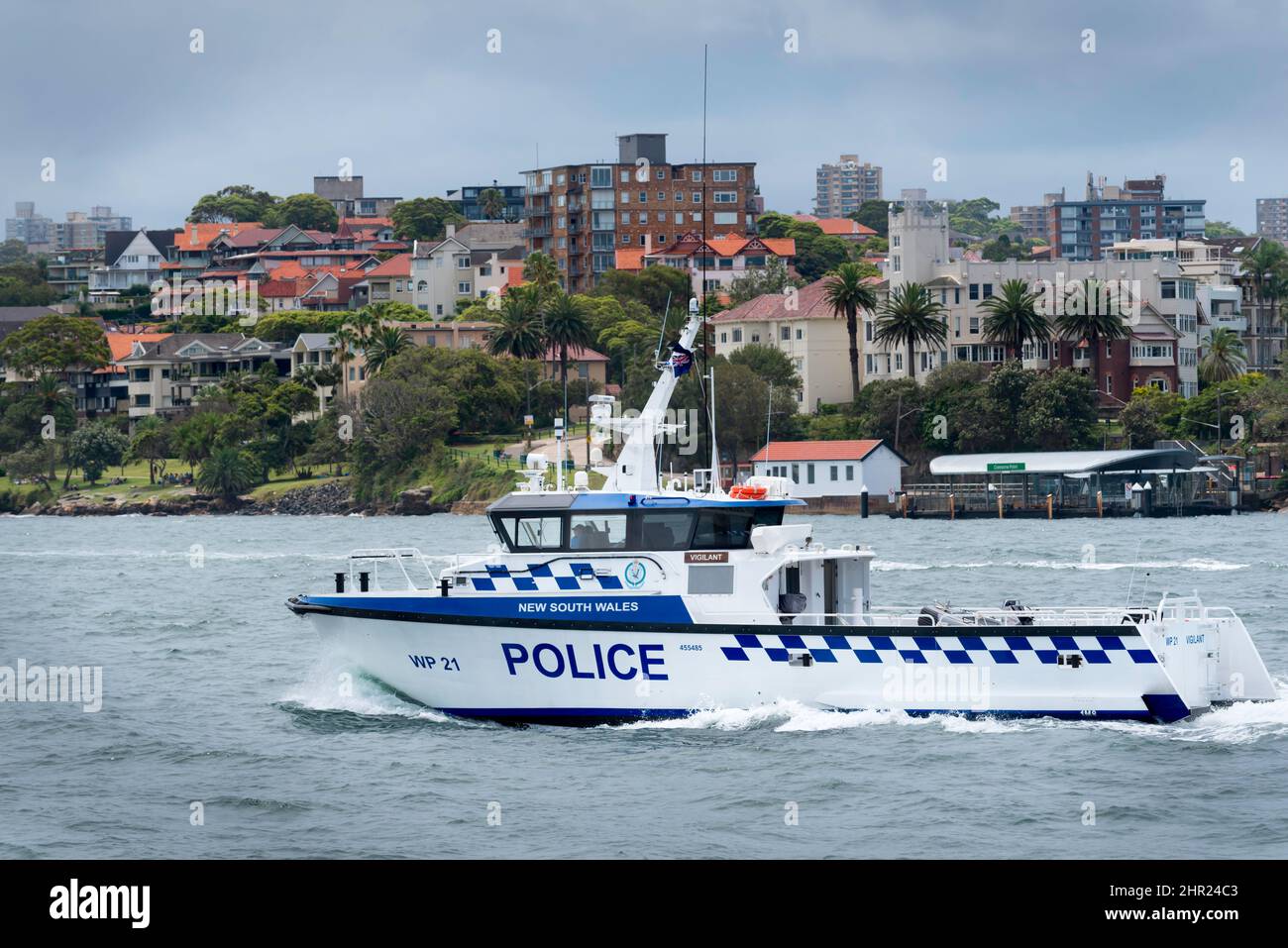 WP21 Water Police boat Vigilant is one of seven boats launched in 2019 for the New South Wales Marine Area Command. The vessel has a 5 day 900nm range Stock Photo