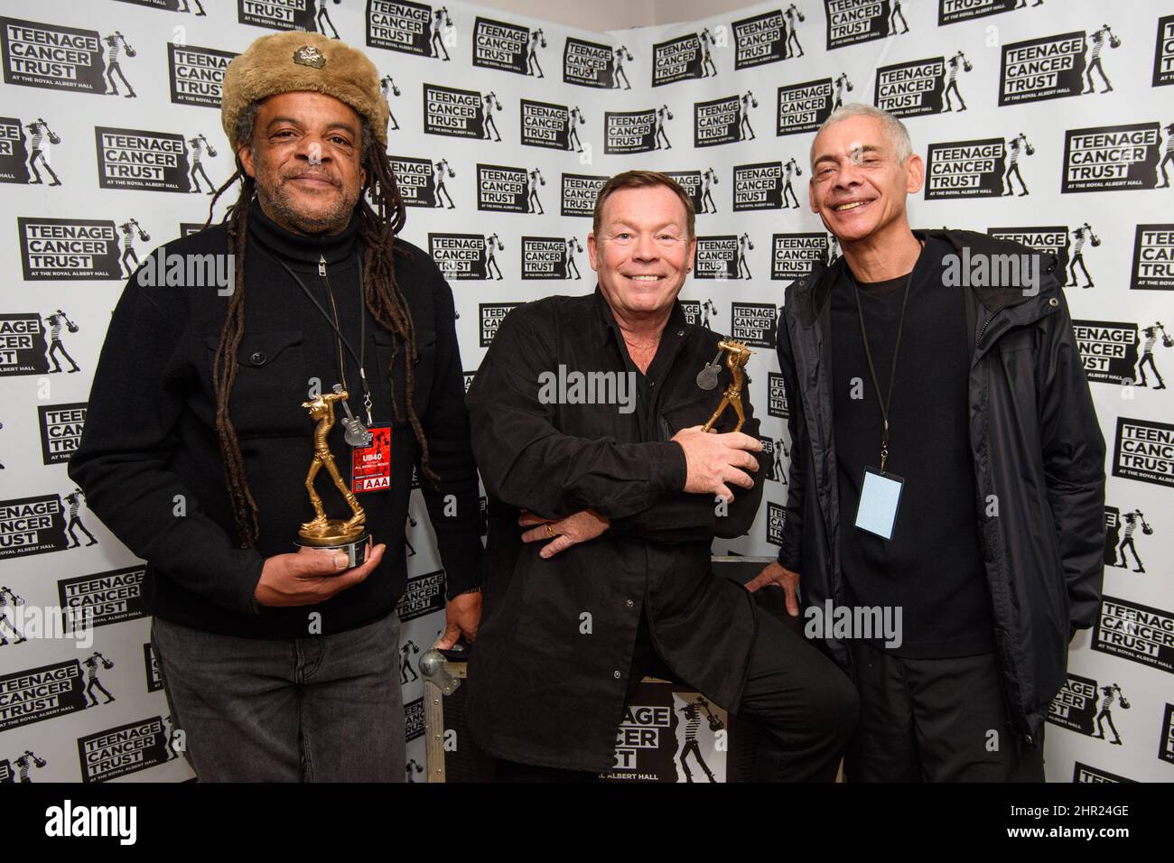 File photo dated 19/03/18 of (left to right) Astro, Ali Campbell and Mickey Virtue of UB40, as Ali Campbell has said he plans to 'tear the roof off' London's O2 Arena again as he returns to the stage in memory of his late bandmate Astro. Stock Photo