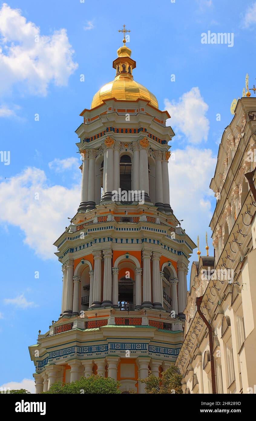 Ukraine, City of Kiev, the belfry of the Kiev cave monastery, Holy Mary's Ascension Monastery, Petscherskaya Lawra Stock Photo