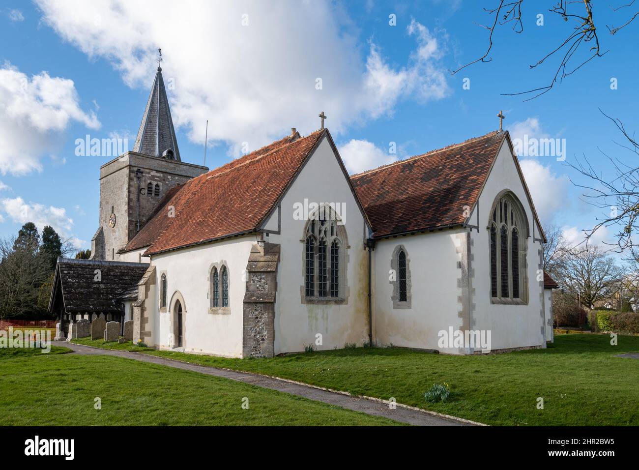 Holy Cross Church in Binsted village, Hampshire, England, UK Stock Photo