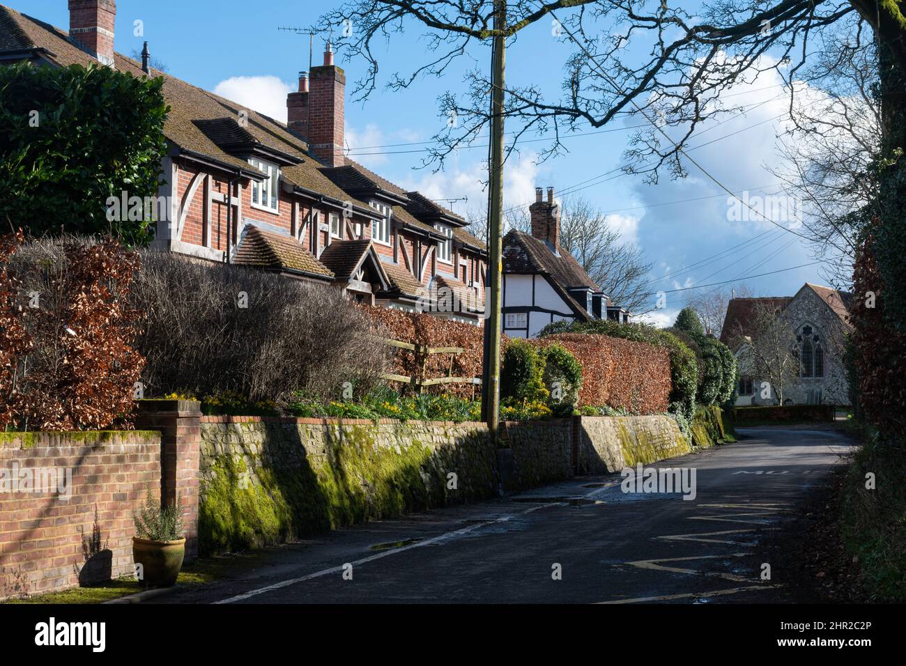 Cottages houses in Binsted village, Hampshire, England, UK Stock Photo
