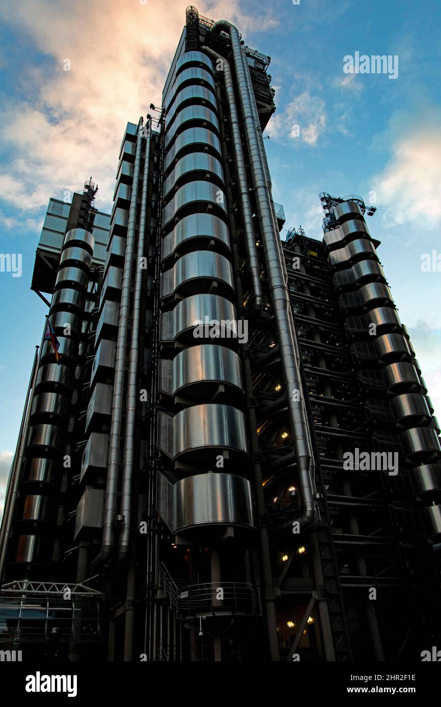 The Lloyd's Building, 1 Lime St, London; designed by Richard Rogers & Partners from 1978 to 1986; home of insurance institution Lloyd's of London Stock Photo