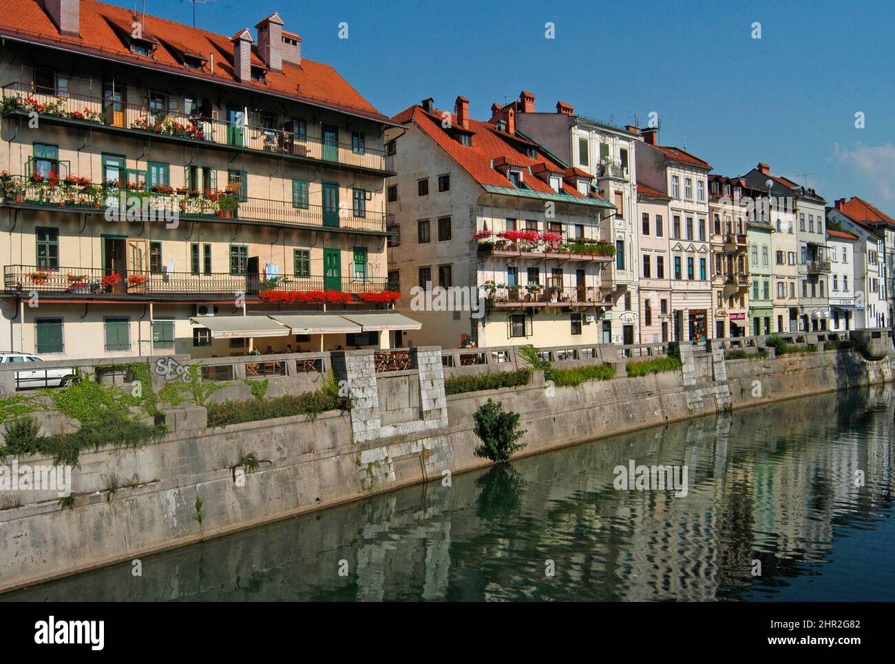 Ljubljanica river, Ljubljana, Slovenia Stock Photo