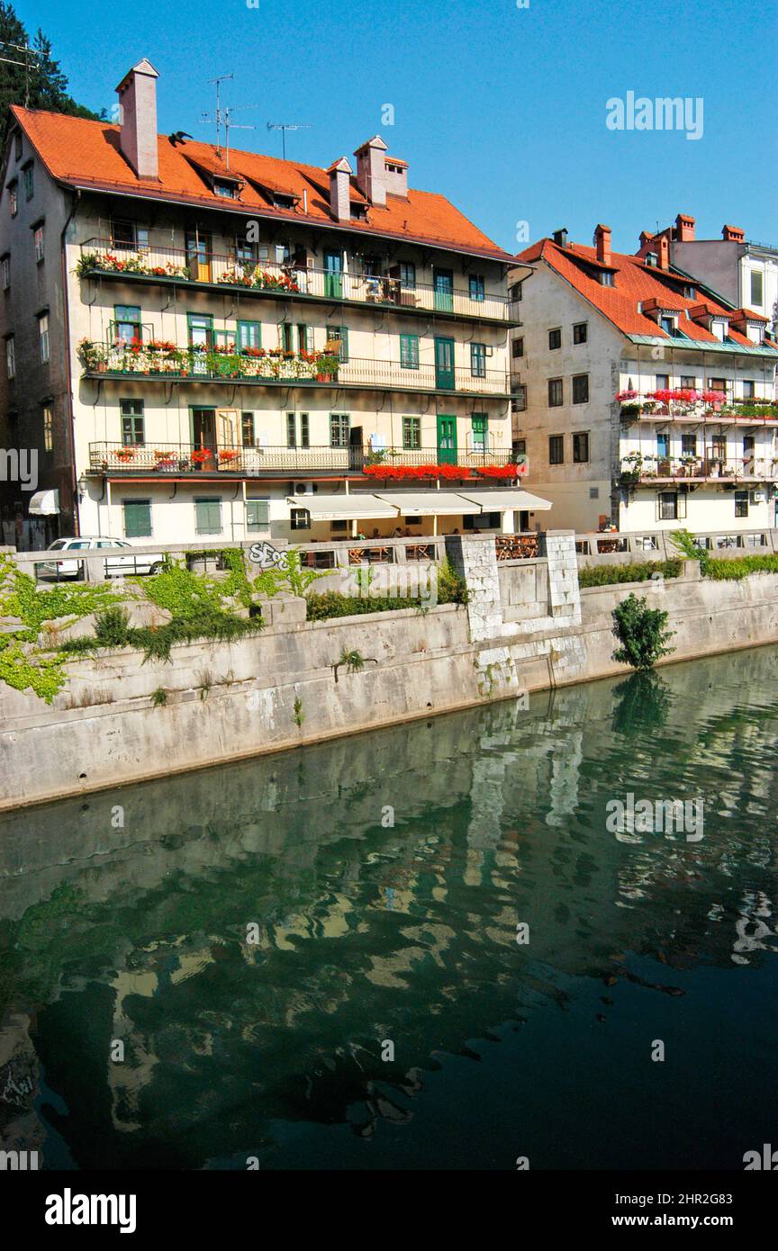 Ljubljanica river, Ljubljana, Slovenia Stock Photo