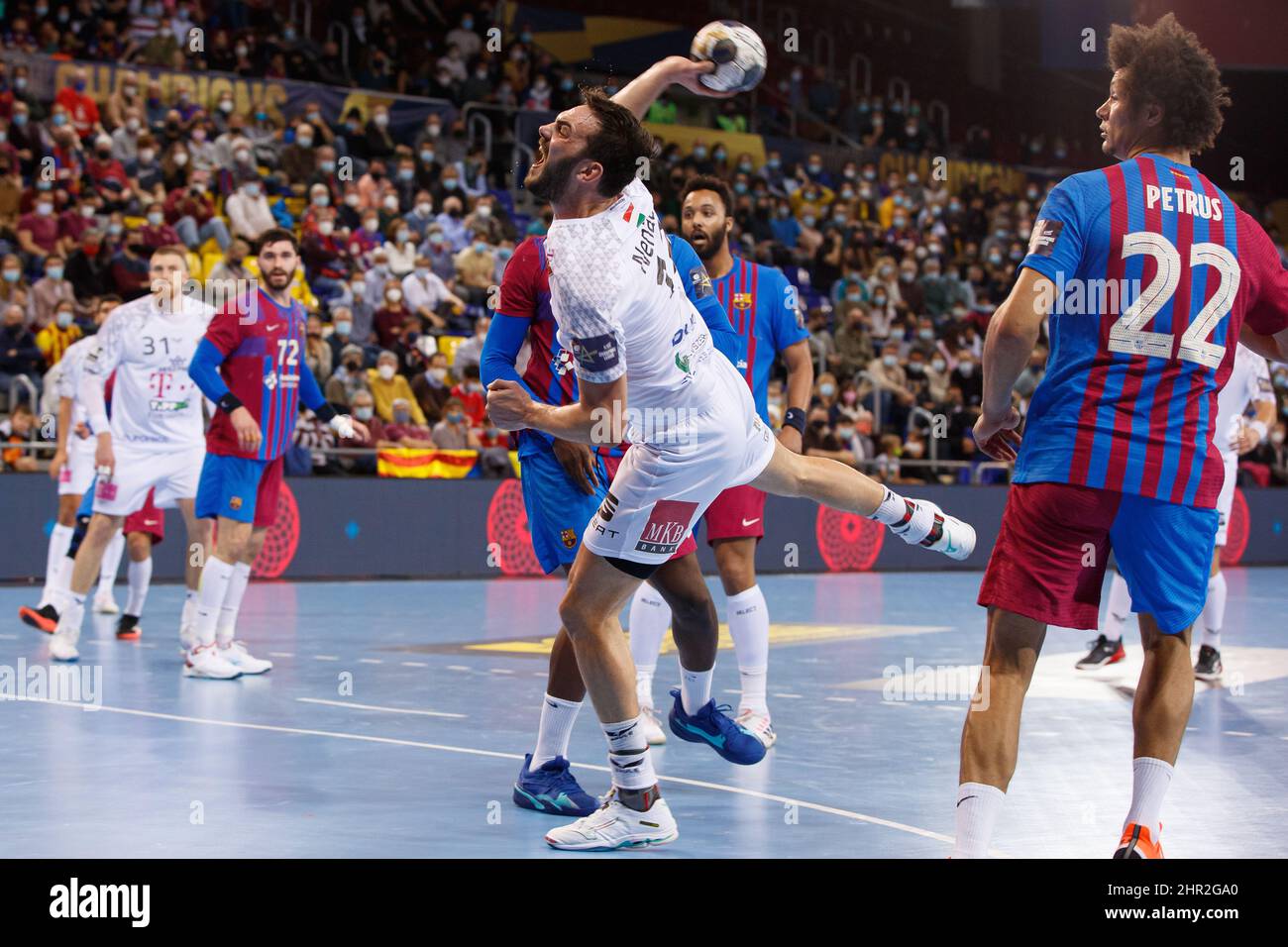 Barcelona, Spain. 24th Feb, 2022. Petar Nenadic of Telekom Veszprem HC in action during th EHF Champions League match between FC Barcelona and Telekom Veszprem HC at Palau Blaugrana in Barcelona. (Credit Image: © David Ramirez/DAX via ZUMA Press Wire) Stock Photo