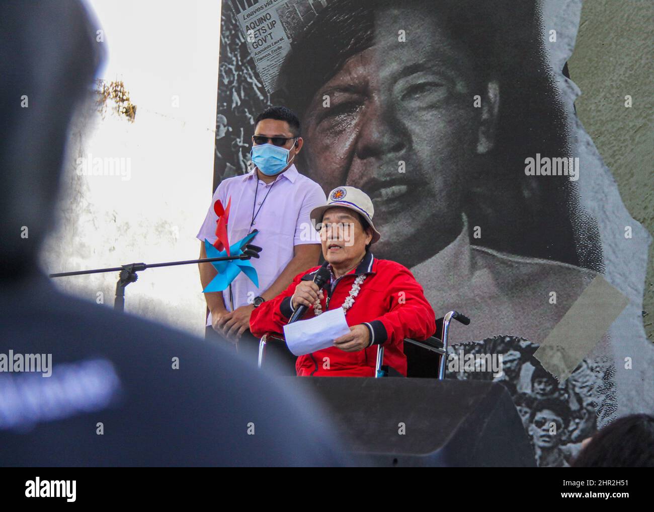 Quezon City, Philippines. 25th Feb, 2022. Militant groups today marked the 36th anniversary of EDSA people power revolution in the history of the overthrow of the Marcos dictatorship. (Photo by Edd Castro/Pacific Press) Credit: Pacific Press Media Production Corp./Alamy Live News Stock Photo