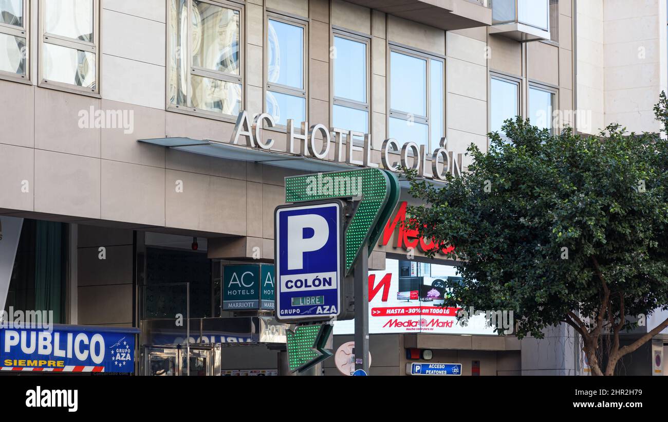 VALENCIA, SPAIN - FEBRUARY 22, 2022: AC Hotels by Marriott is a Spanish hotel chain that belongs to the US based Marriott International hotel group Stock Photo